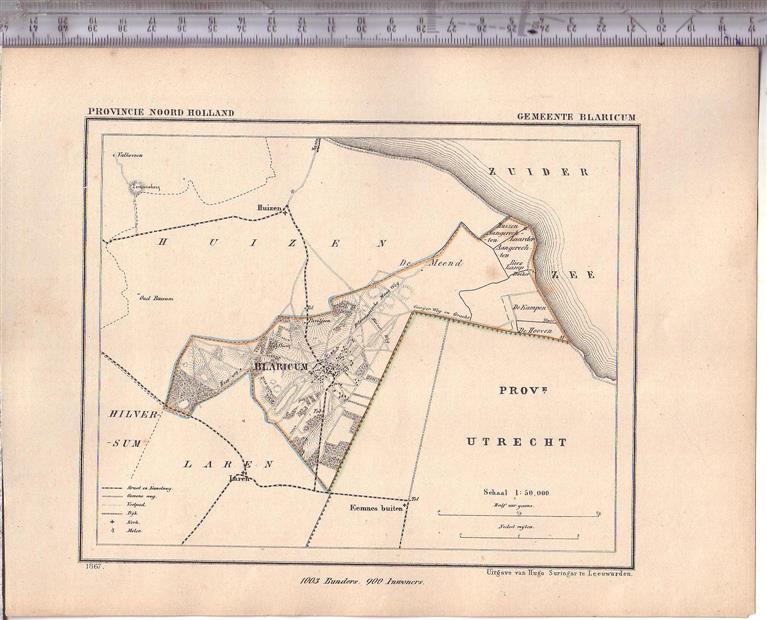 Kuyper Jacob. - Blaricum.  Map Kuyper Gemeente atlas van Noord Holland