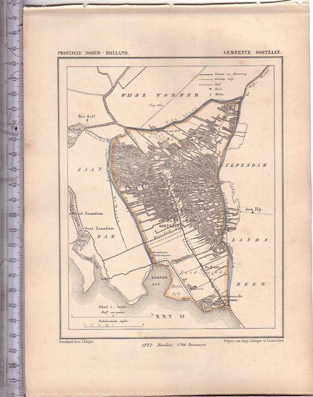 Kuyper Jacob. - Oostzaan.  Map Kuyper Gemeente atlas van Noord Holland
