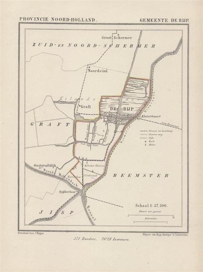 Kuyper Jacob. - De Rijp.  Map Kuyper Gemeente atlas van Noord Holland