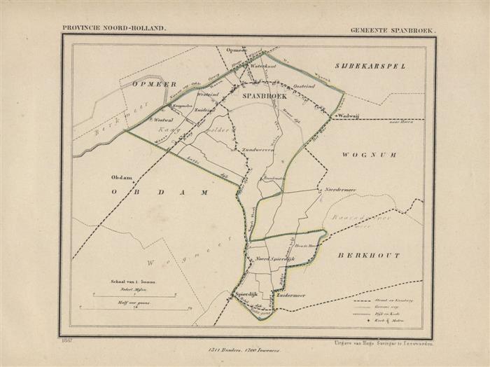 Kuyper Jacob. - Spanbroek.  Map Kuyper Gemeente atlas van Noord Holland