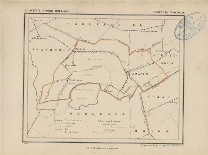 Kuyper Jacob. - Wognum.  Map Kuyper Gemeente atlas van Noord Holland