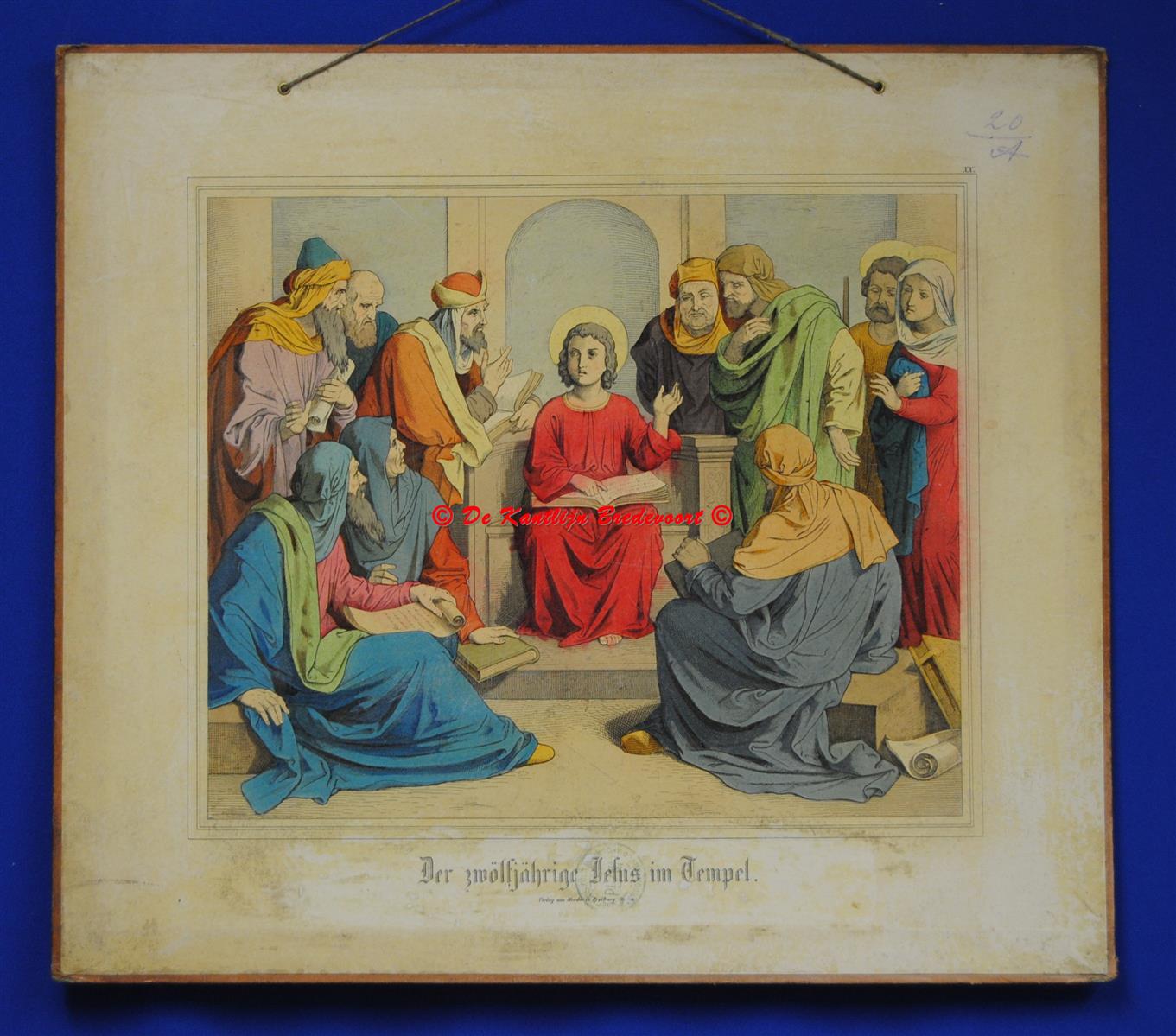 n.n. ( Heinnemann lithograph ) - (SCHOOLPLAAT - SCHOOL POSTER / MAP - LEHRTAFEL) Der zwlfjhrige Jesus im Tempel ( De 12 jarige Jesus in de Tempel )