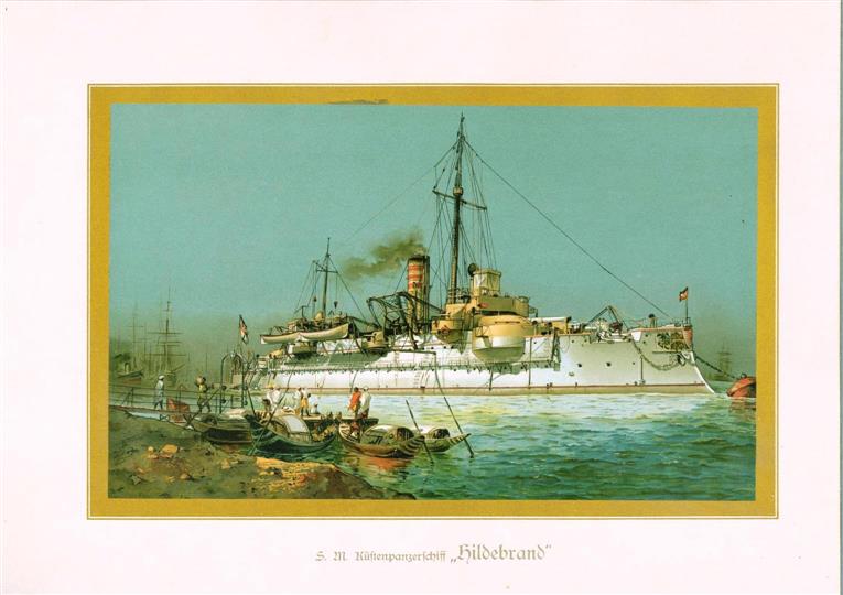 ( Teutsch-Lerchenfeld, Bernhard ) - ( LITHO ). Deutschland zur see: S.M. Kstenpanzerschiff HILDEBRAND