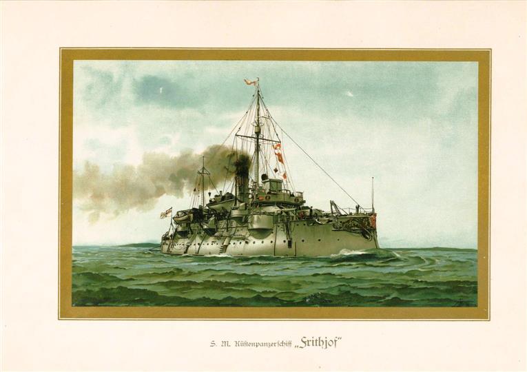 ( Teutsch-Lerchenfeld, Bernhard ) - ( LITHO ). Deutschland zur see: S.M. Kstenpanzerschiff FRITHJOF