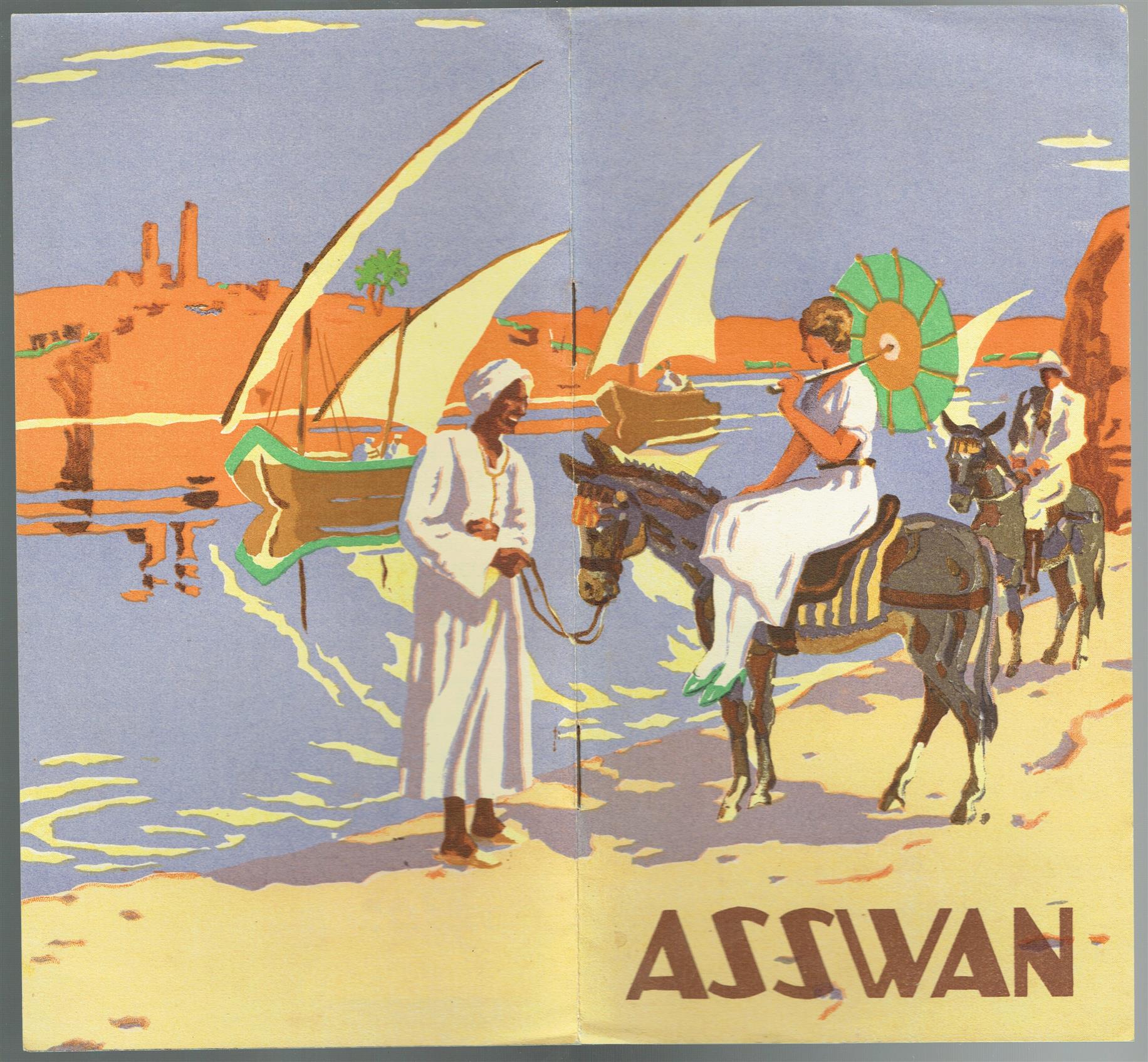 n.n - (TOERISTEN) ASSWAN., Egypt. Tourists bruchure with very nice graphics.