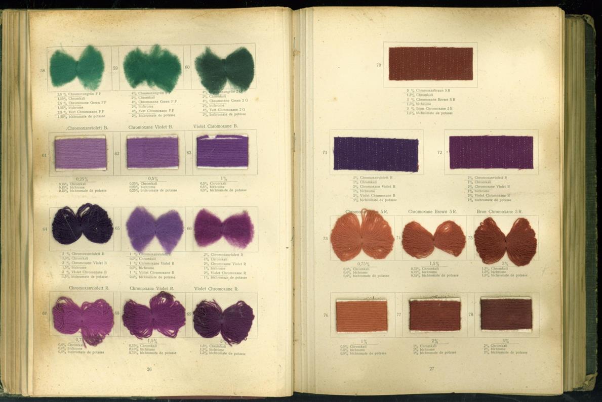 n.n. - ( Textile Sampler )  Die Wollfarbstoffe des Jahres 1910 - Wool Colours 1910 - Les colorants pour laine de lnne 1910