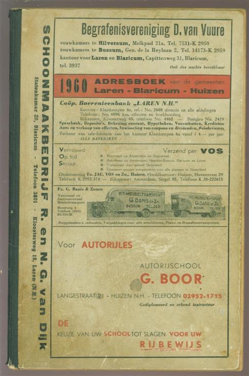 n.n. - 1960. Adresboek van de gemeenten Laren - Blaricum - Huizen