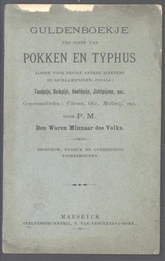 P.M. ( den Waren Minnaar des Volks ) - Guldenboekje ten tijde van Pokken en Typhus