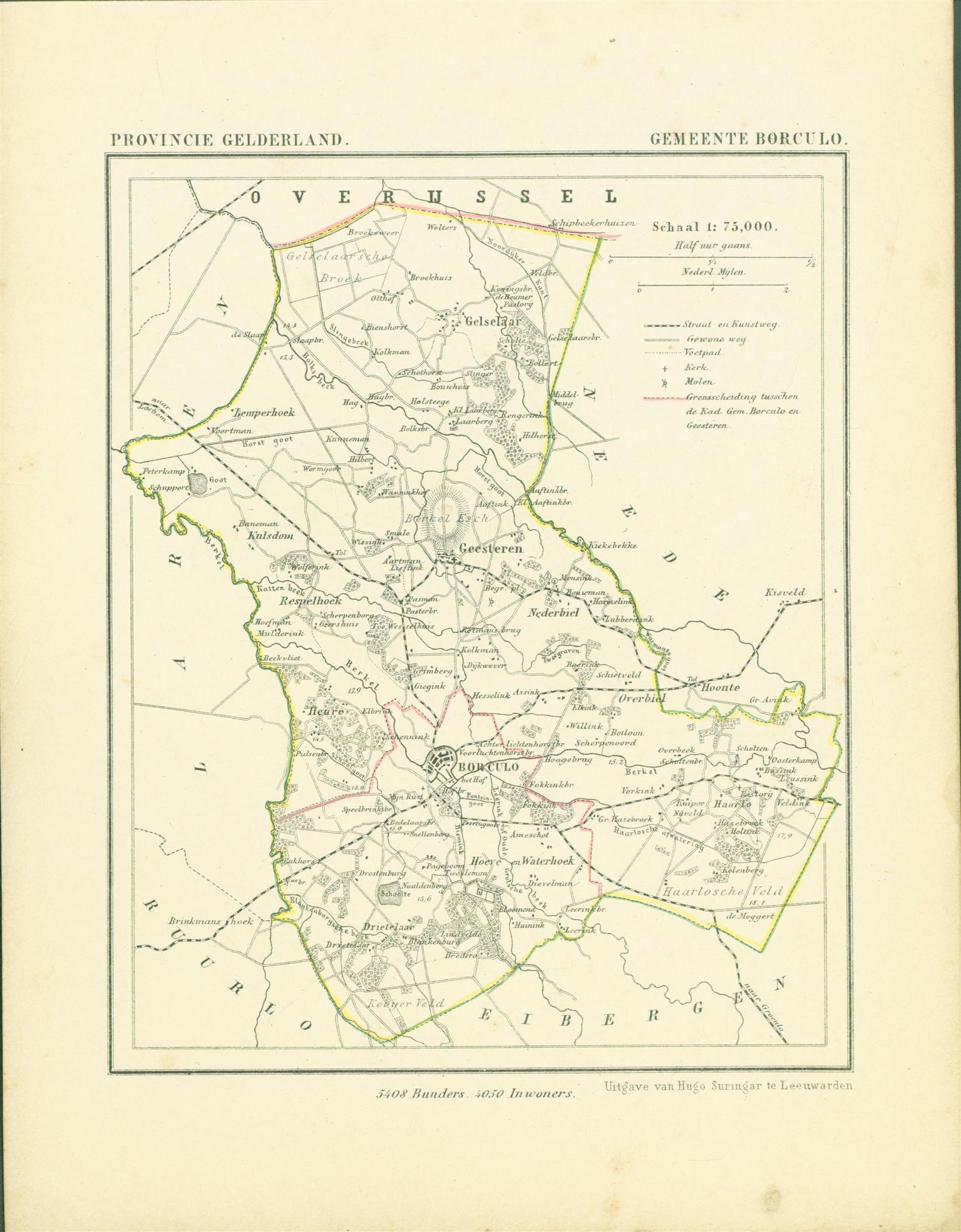 Kuyper Jacob. - BORCULO . Map Kuyper Gemeente atlas van GELDERLAND
