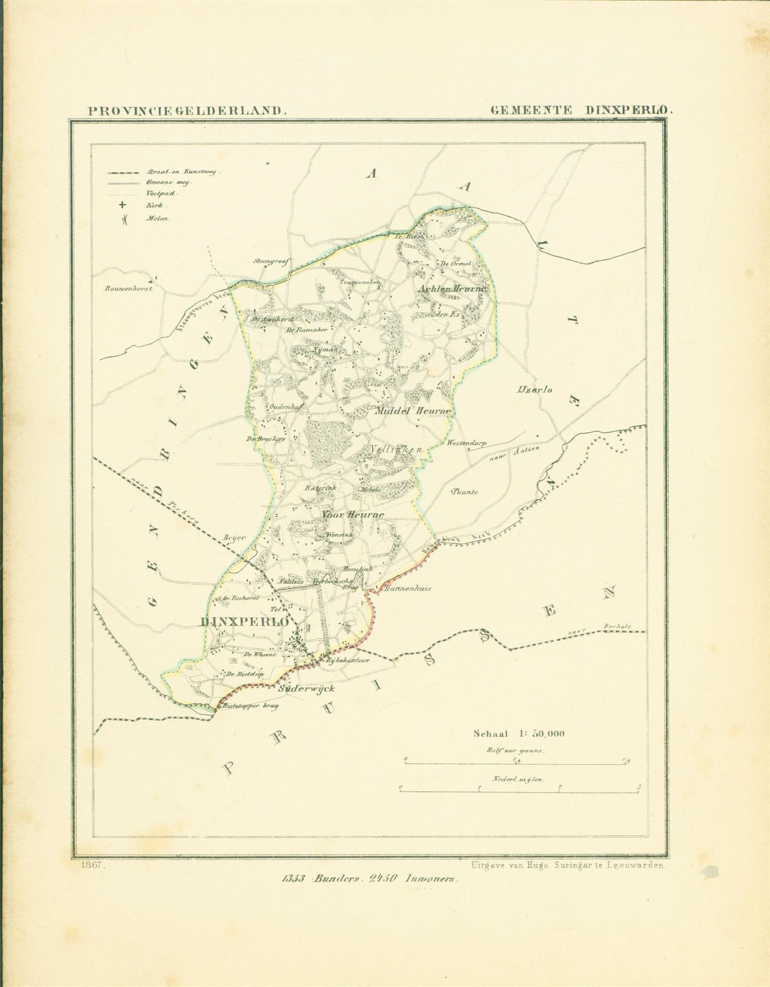 Kuyper Jacob. - DINXPERLO  Map Kuyper Gemeente atlas van GELDERLAND