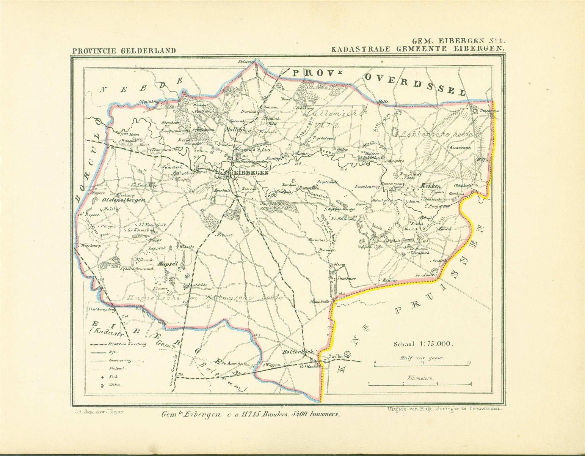 Kuyper Jacob. - EIBERGEN ( Kadastrale gemeente EIBERGEN ). Map Kuyper Gemeente atlas van GELDERLAND