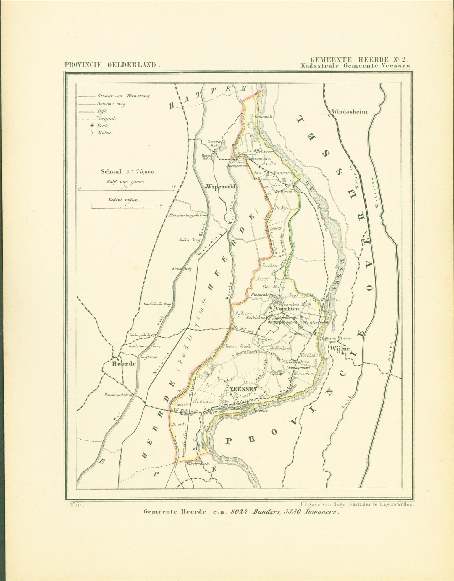 Kuyper Jacob. - HEERDE ( Kadastrale gemeente VEESSEN  ). Map Kuyper Gemeente atlas van GELDERLAND