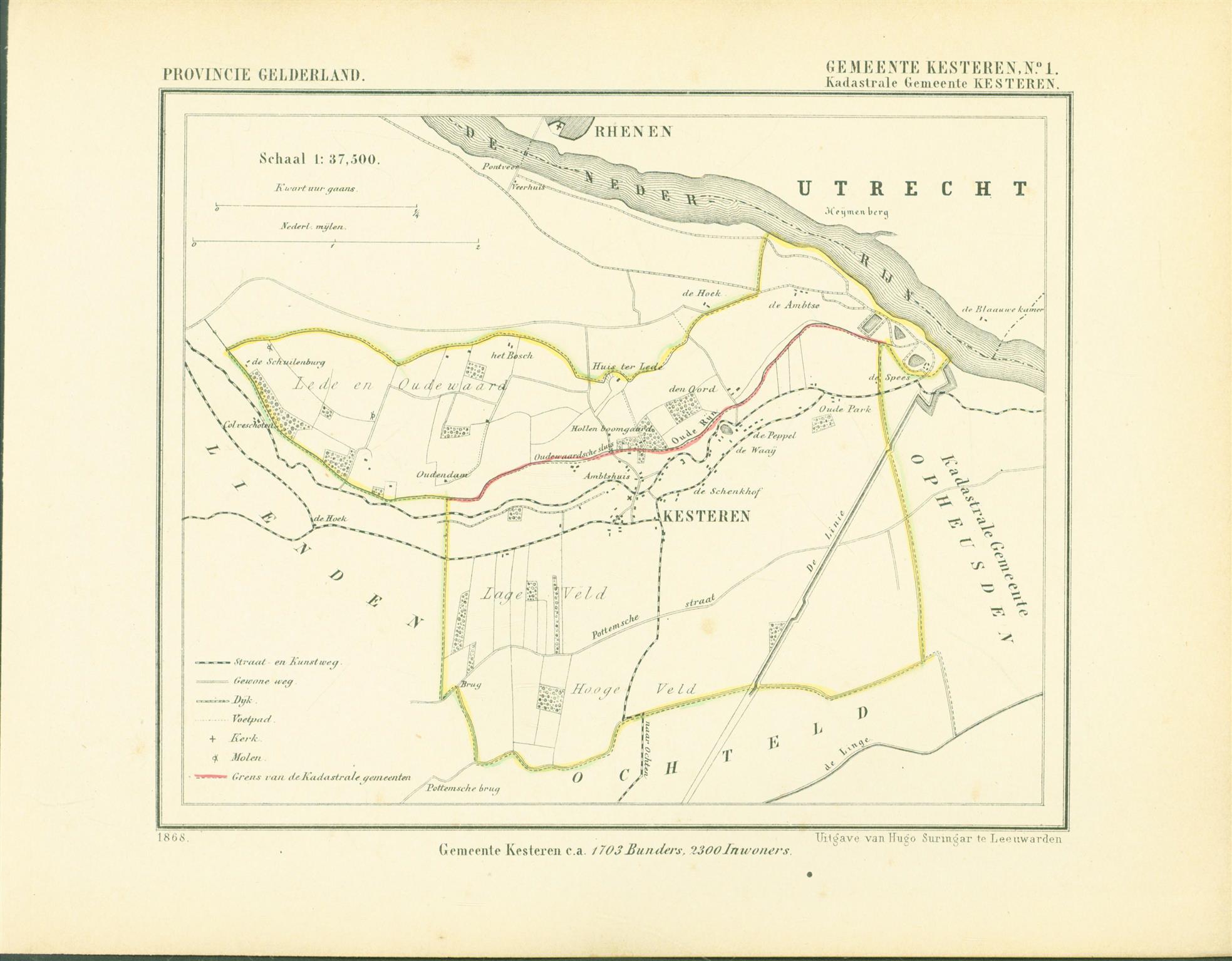 Kuyper Jacob. - KESTEREN . Map Kuyper Gemeente atlas van GELDERLAND