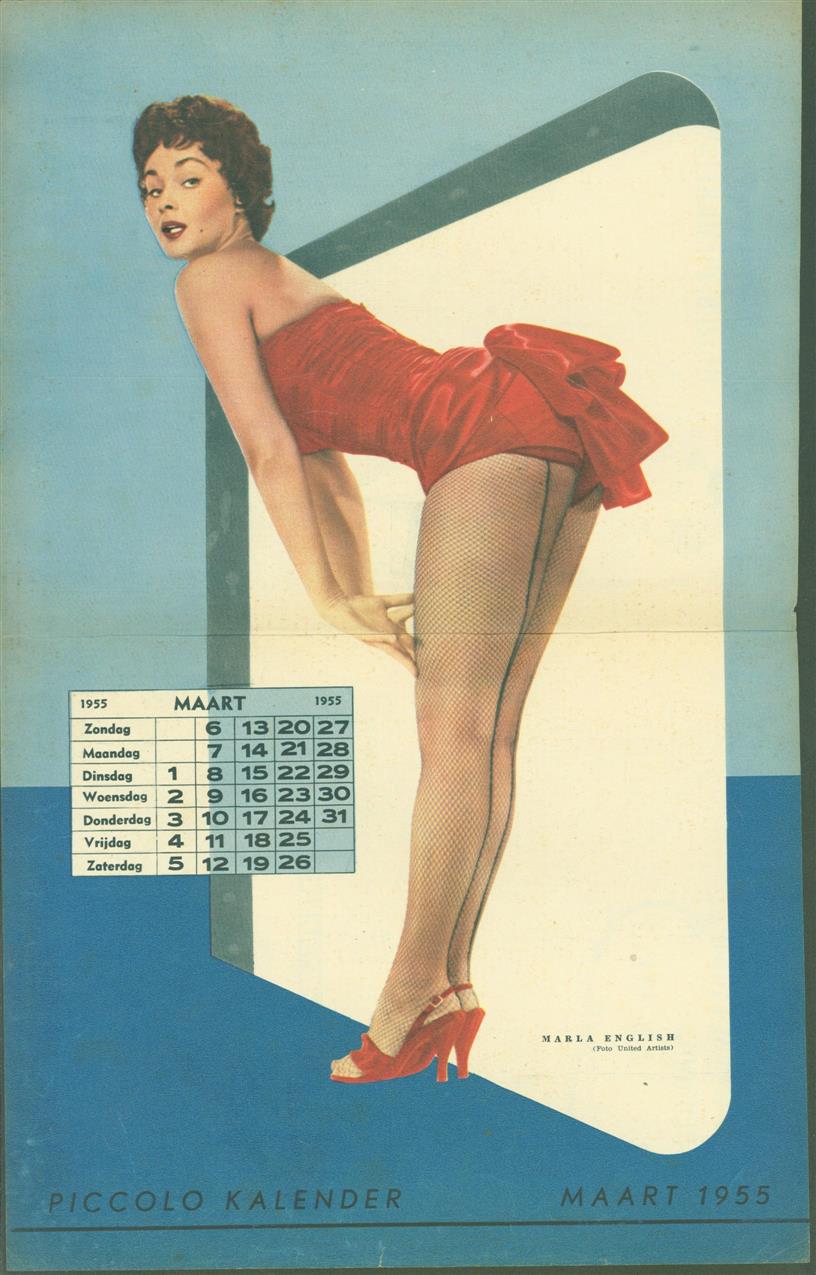 n.n. - (SMALL POSTER / PIN-UP) Piccolo Kalender - 1955 Maart - Marla English