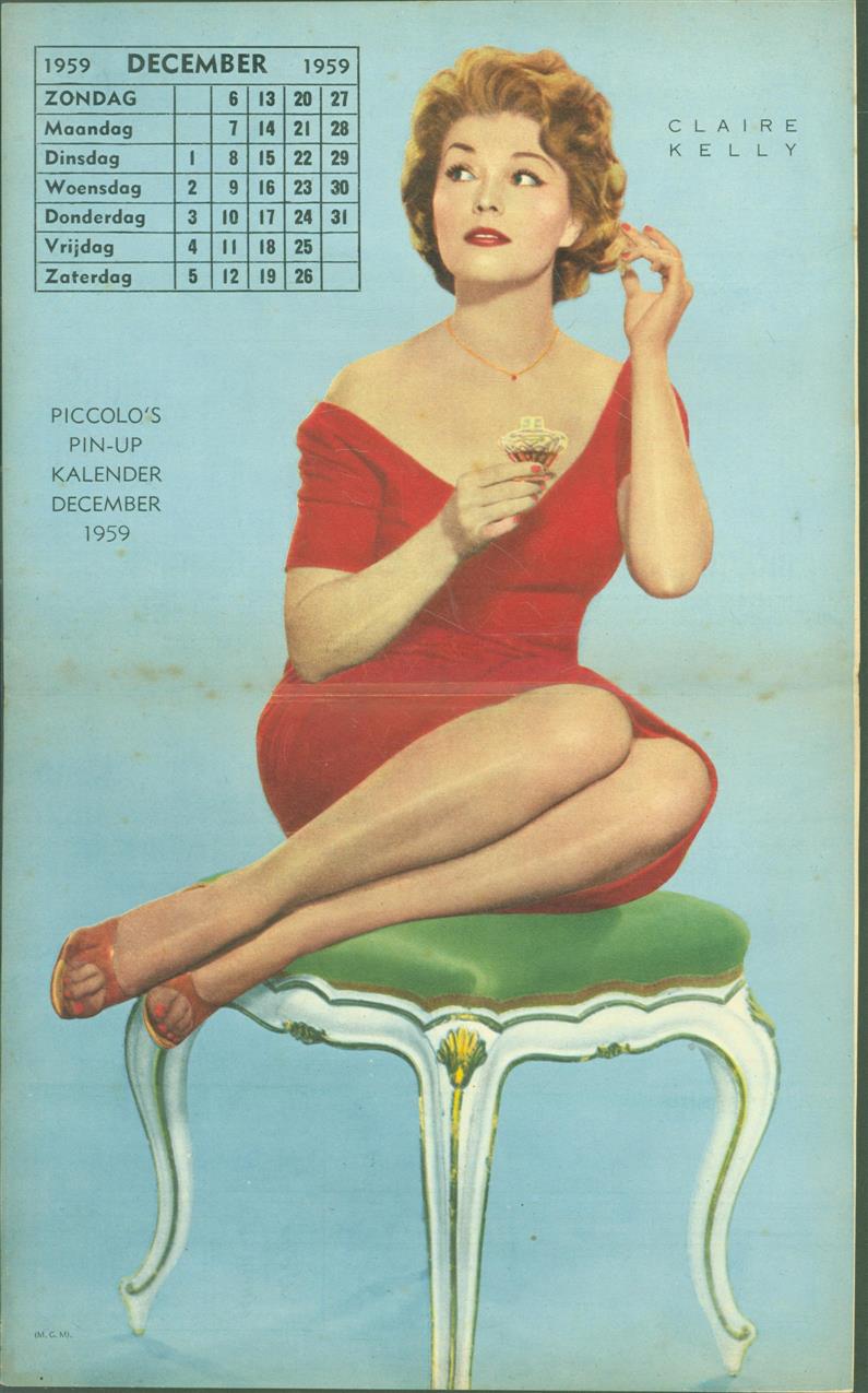 n.n. - (SMALL POSTER / PIN-UP) Piccolo Kalender - 1959 December- Claire Kelly