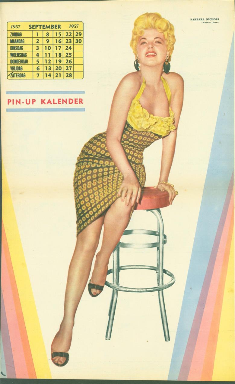 n.n. - (SMALL POSTER / PIN-UP) Piccolo Kalender - 1957 September- Barbara Nichols