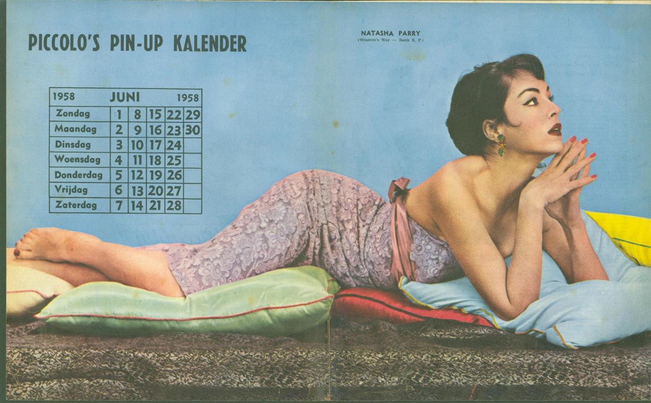 n.n. - (SMALL POSTER / PIN-UP) Piccolo Kalender - 1958 Juni - Natasha Parry
