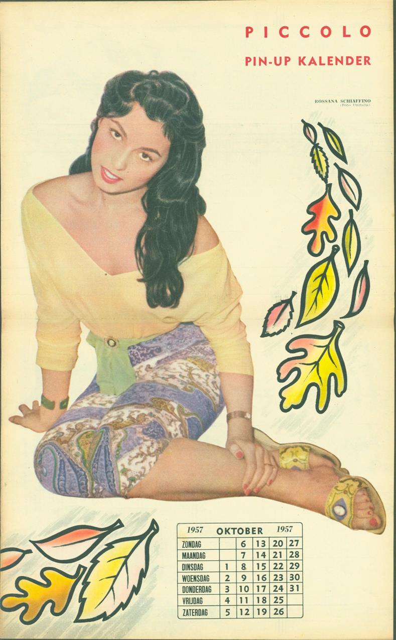 n.n. - (SMALL POSTER / PIN-UP) Piccolo Kalender - 1957 Oktober-  Rossana Schaffino
