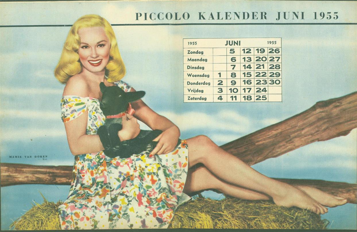 n.n. - (SMALL POSTER / PIN-UP) Piccolo Kalender - 1955 Juni - Mamie van Doren