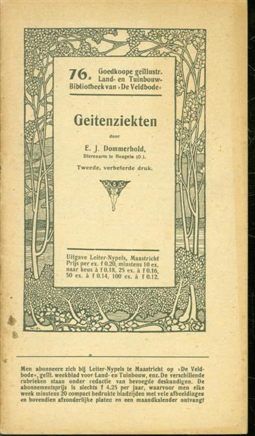 Engbert Jan Dommerhold - Geitenziekten - Goedkoope geillustreerde land en tuinbouw bibliotheek van De Veldbode nr 76