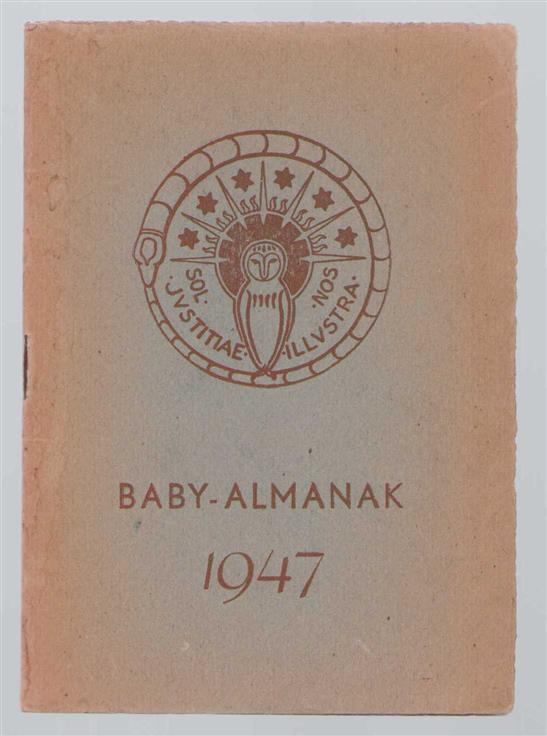 n.n  M.A Frenken ( inslaander = inkoper van de drukkerij) - baby almanak 1947  |(geschenk aan personeel drukkerij P. Den Boer)