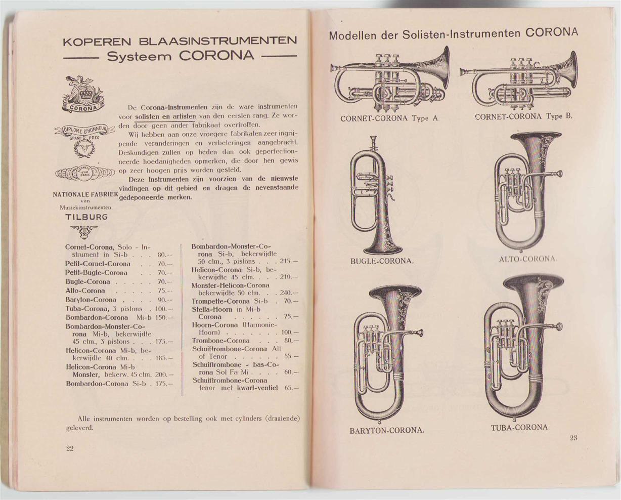 (kessels) - (BEDRIJF CATALOGUS - TRADE CATALOGUE) Nationale - Fabriek van Muziek - instrumenten Tilburg - Catalogus der afdeelingen koperen....