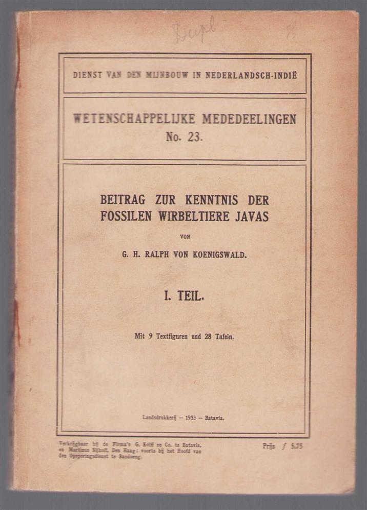 Gustav Heinrich Ralph von Koenigswald - (1933). -