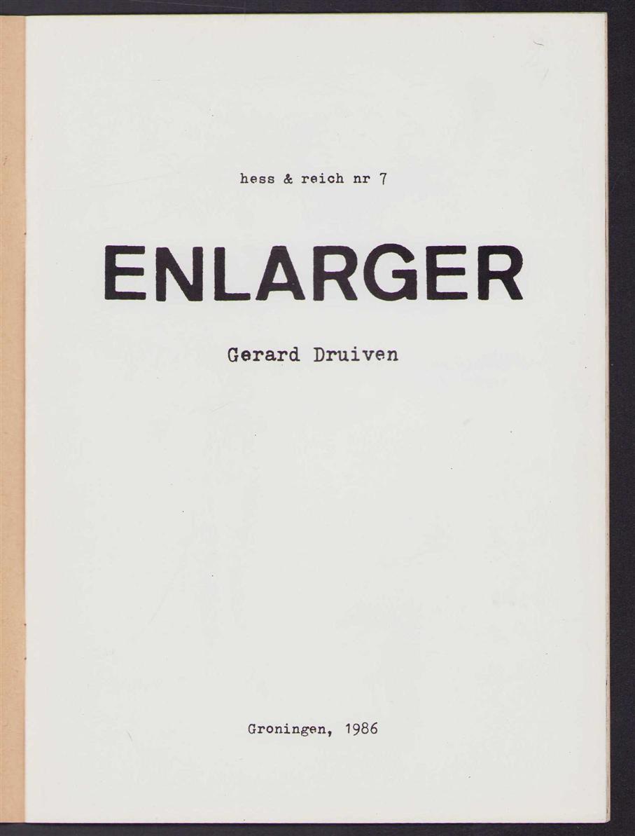 Gerard Druiven. - Enlarger  (Hess & Reich nr 7)