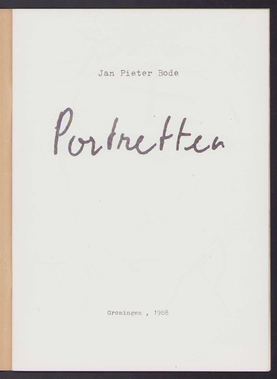 Jan Pieter Bode: - portretten . (Hess & Reich 13)