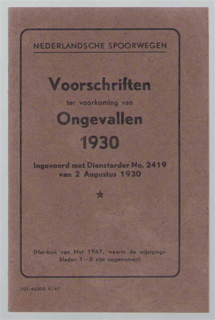n.n - Voorschriften ter voorkoming van ongevallen 1930 (Nederlandsche spoorwegen)